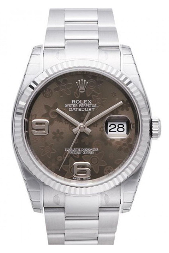 Rolex Datejust 36 Bronze Floral Dial Steel and 18k Gold Ladies Watch 116234