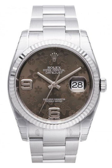 Rolex Datejust 36 Bronze Floral Dial Steel and 18k Gold Ladies Watch 116234