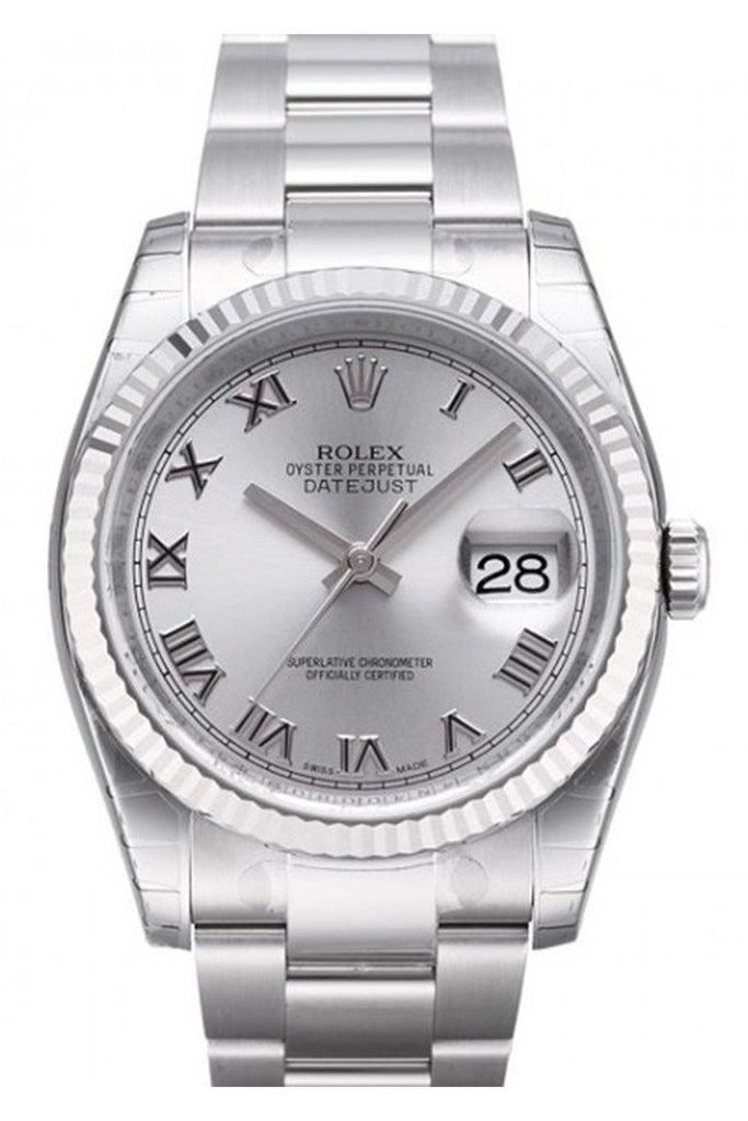 Rolex Datejust 36 Rhodium Roman Dial Steel and 18k Gold Unisex Watch 116234