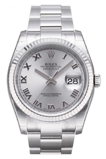 Rolex Datejust 36 Rhodium Roman Dial Steel and 18k Gold Unisex Watch 116234