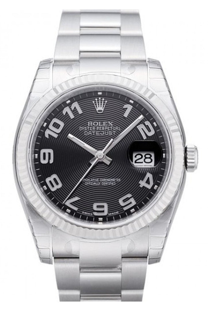 Rolex Datejust 36 Black Concentric Dial Steel and 18k Gold Unisex Watch 116234