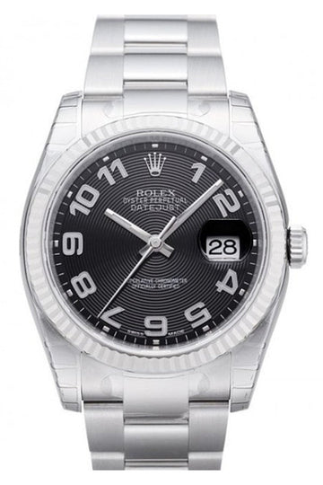 Rolex Datejust 36 Black Concentric Dial Steel and 18k Gold Unisex Watch 116234