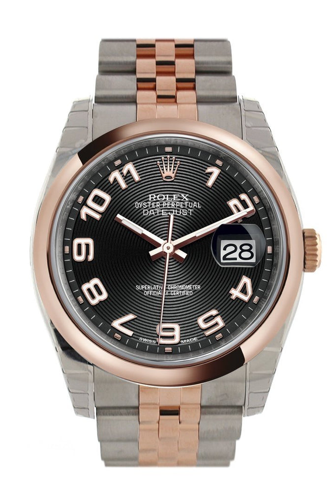 Rolex Datejust 36 Black Arab Dial Steel and 18k Rose Gold Jubilee Watch 116201
