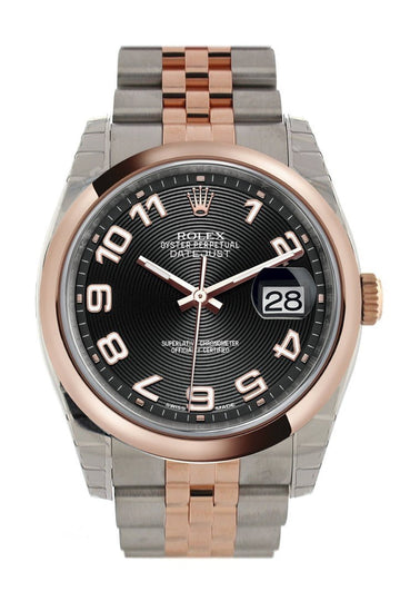 Rolex Datejust 36 Black Arab Dial Steel and 18k Rose Gold Jubilee Watch 116201