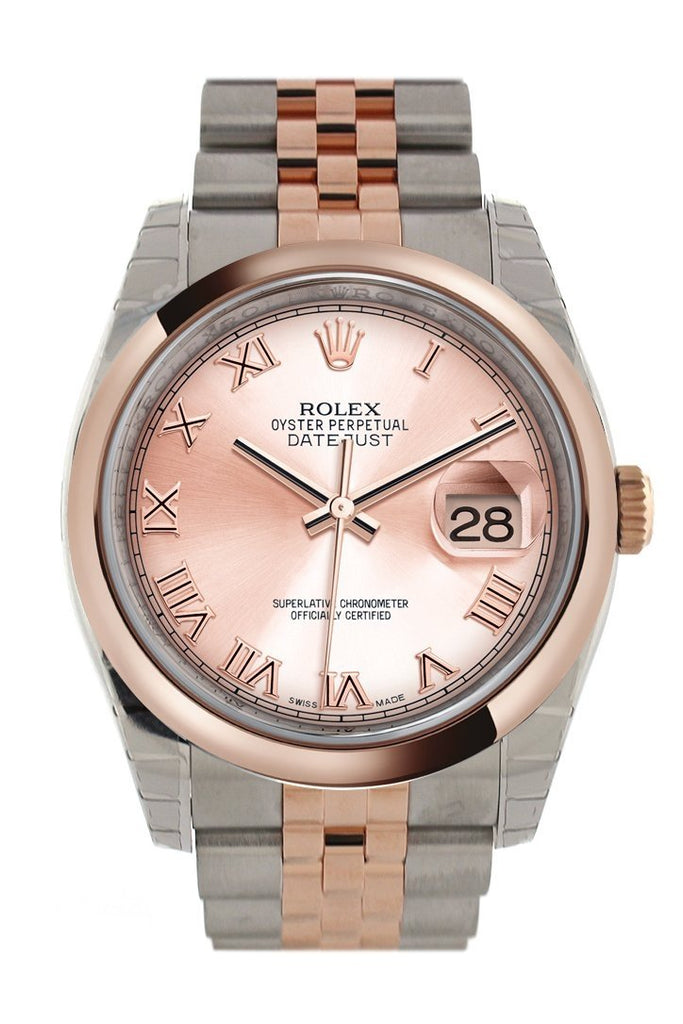 Rolex Datejust 36 Pink Roman DialS teel and 18k Rose Gold Jubilee Watch 116201