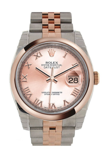 Rolex Datejust 36 Pink Roman DialS teel and 18k Rose Gold Jubilee Watch 116201