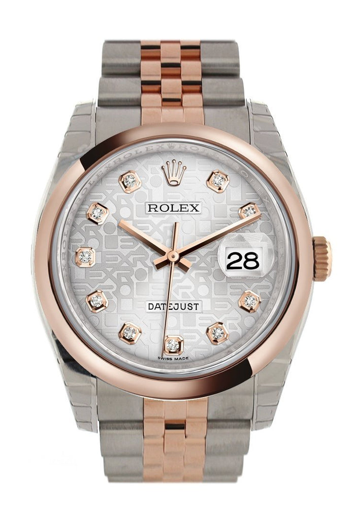 Rolex Datejust 36 Silver Jubilee design set with diamonds Dial Steel and 18k Rose Gold Jubilee Watch 116201