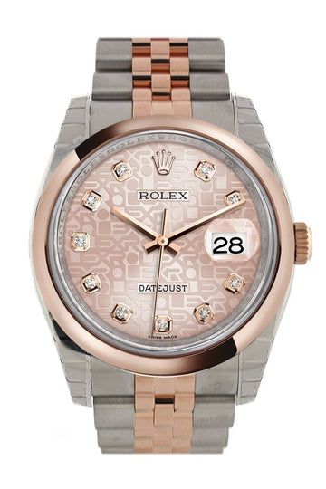 Rolex Datejust 36 Pink Jubilee design set with diamonds Dial Steel and 18k Rose Gold Jubilee Watch 116201