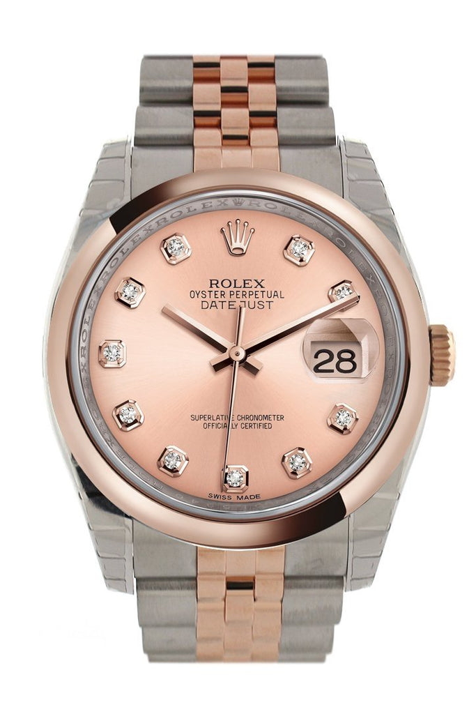 Rolex Datejust 36 Pink set with diamonds Dial Steel and 18k Rose Gold Jubilee Watch 116201