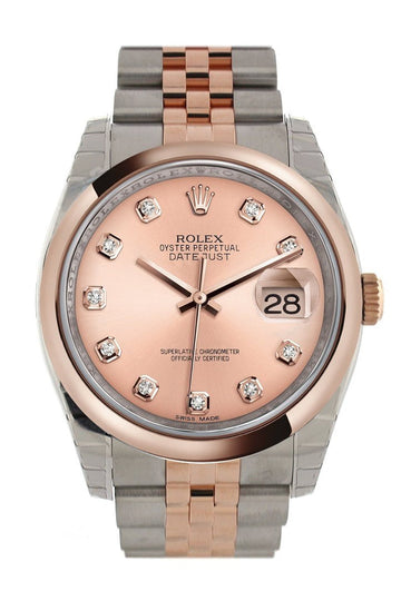 Rolex Datejust 36 Pink set with diamonds Dial Steel and 18k Rose Gold Jubilee Watch 116201