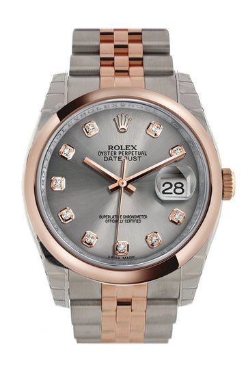 Rolex Datejust 36 Steel set with diamonds Dial Steel and 18k Rose Gold Jubilee Watch 116201