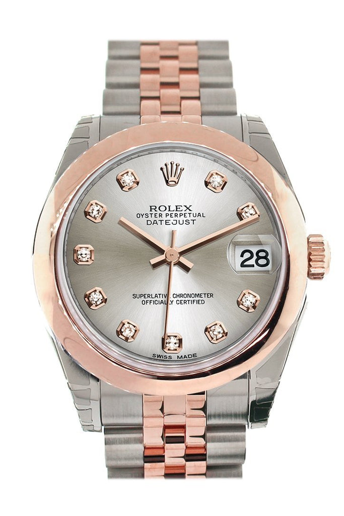 Rolex Datejust 31 Silver Diamond Dial 18K Rose Gold Two Tone Jubilee Ladies Watch 178241
