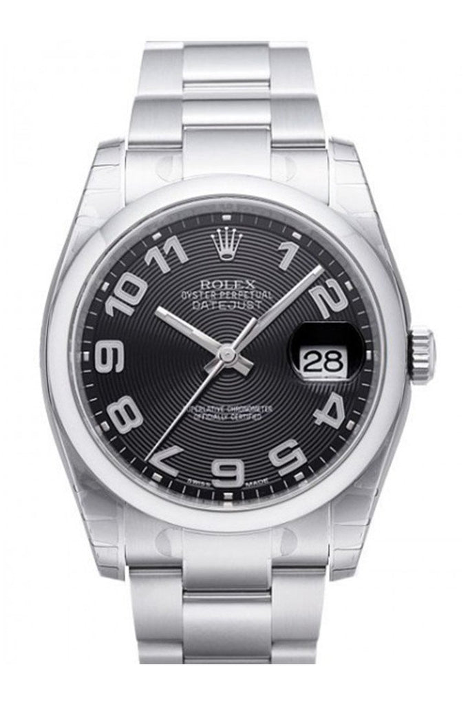 Rolex Datejust 36 Black Concentric Circle Dial Stainless Steel Oyster Automatic Men's Watch 116200