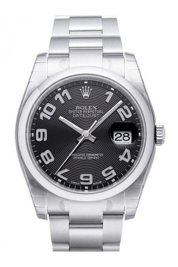 Rolex Datejust 36 Black Concentric Circle Dial Stainless Steel Oyster Automatic Men's Watch 116200