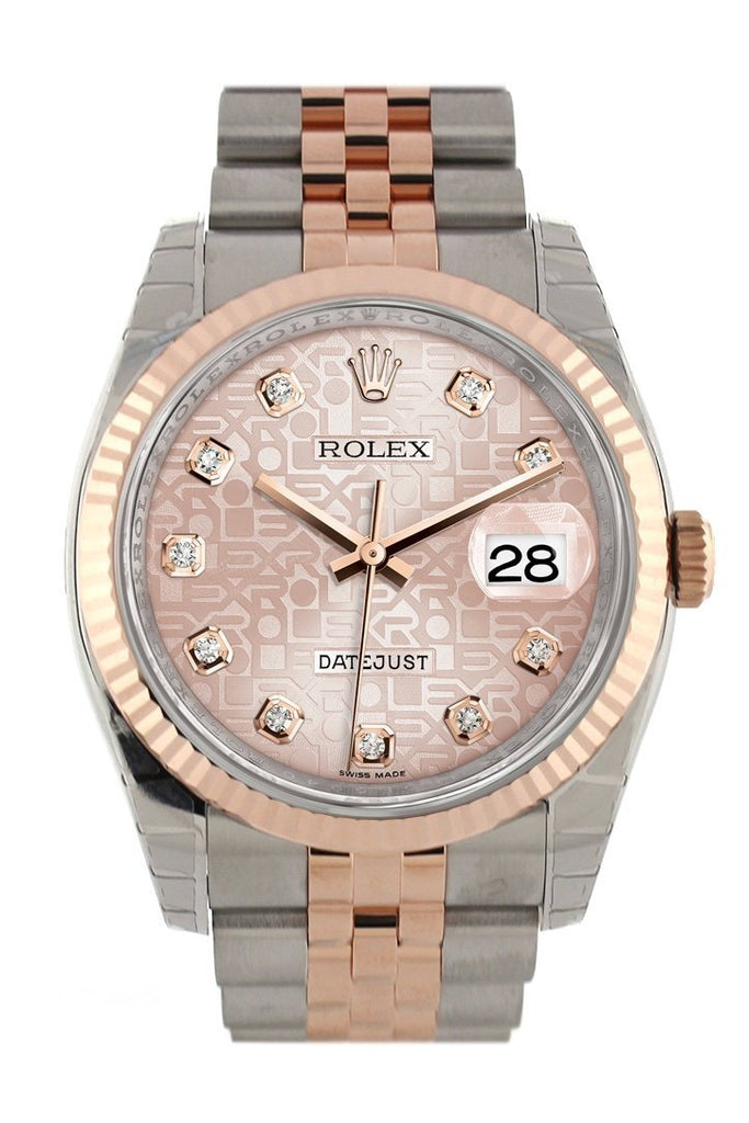 Rolex Datejust 36 Pink Jubilee design set with diamonds Dial Fluted Steel and 18k Rose Gold Jubilee Watch 116231
