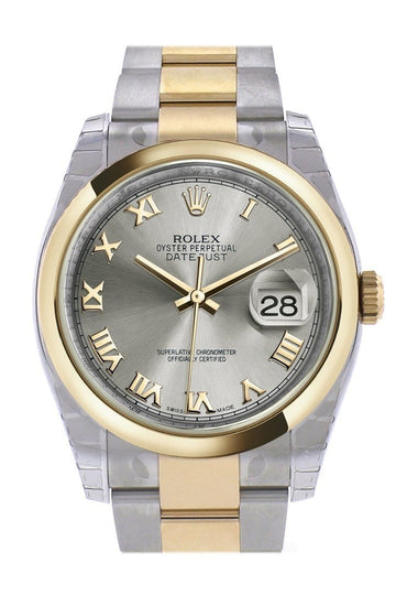 Rolex Datejust 36 Steel Roman 18k Gold Two Tone Oyster Watch 116203