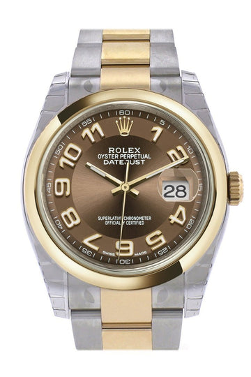 Rolex Datejust 36 Bronze Arab Dial 18k Gold Two Tone Oyster Watch 116203