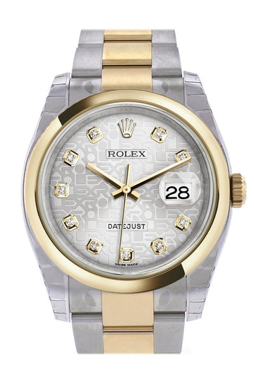 Rolex Datejust 36 Silver Jubilee Diamond Dial 18k Gold Two Tone Oyster Watch 116203