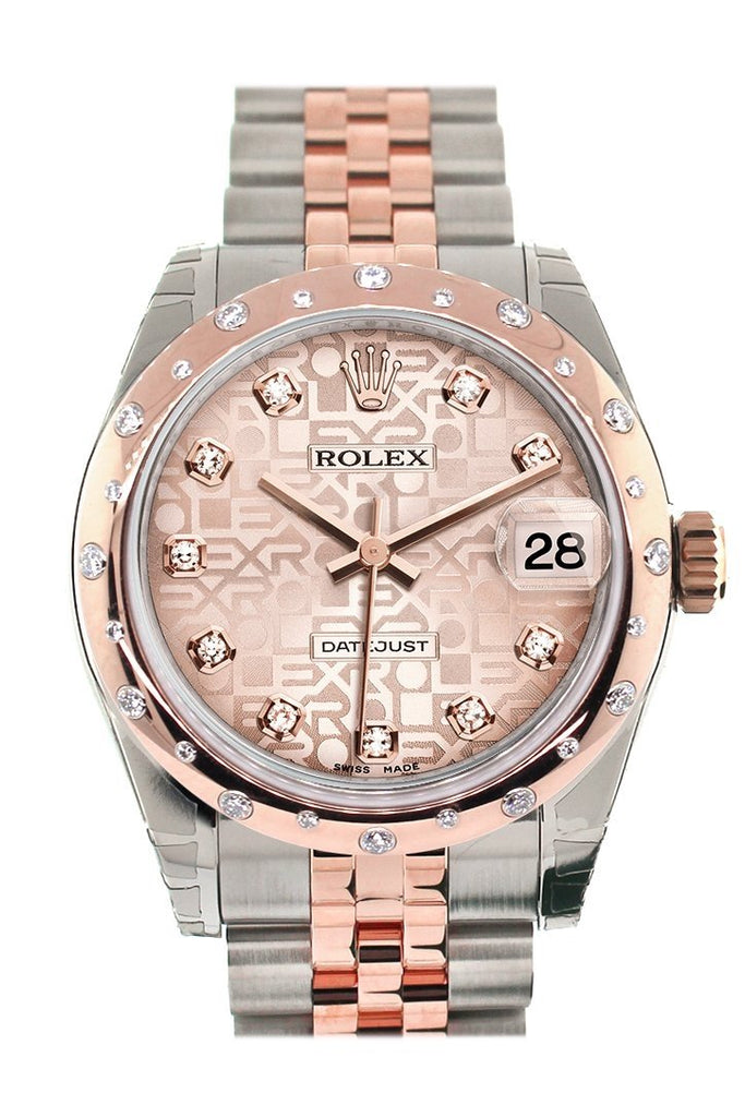 Rolex Datejust 31 Pink Jubilee Diamond Dial 18K Rose Gold Two Tone Ladies Watch 178341