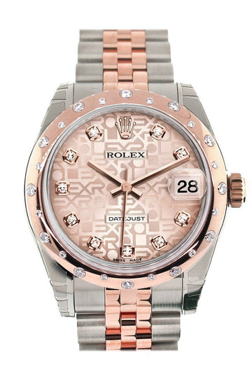 Rolex Datejust 31 Pink Jubilee Diamond Dial 18K Rose Gold Two Tone Ladies Watch 178341
