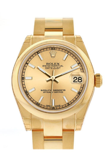 Rolex Datejust 31 Champagne Dial 18K Yellow Gold Ladies Watch 178248