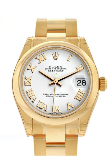 Rolex Datejust 31 White Roman Dial 18K Yellow Gold Ladies Watch 178248