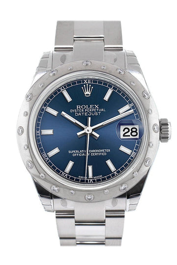 Rolex Datejust 31 Blue Dial Dome set with Diamonds Bezel Ladies Watch 178344