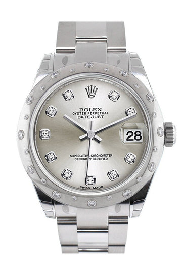 Rolex Datejust 31 Silver Diamond Dial Dome set with Diamonds Bezel Ladies Watch 178344