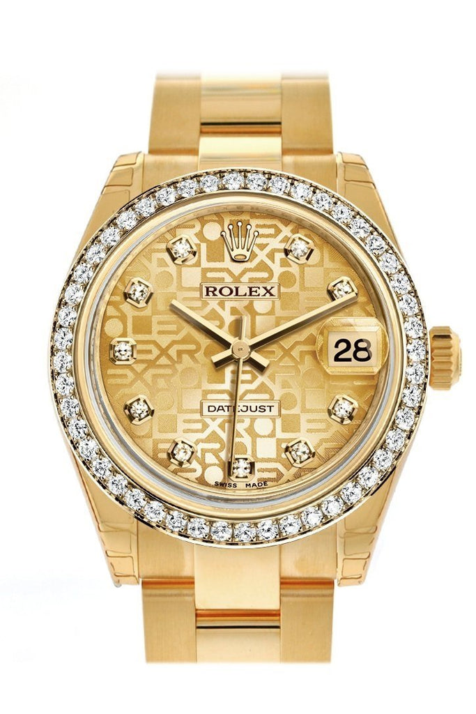 Rolex Datejust 31 Champagne Jubilee Diamond Dial Diamond Bezel 18K Yellow Gold Ladies Watch 178288