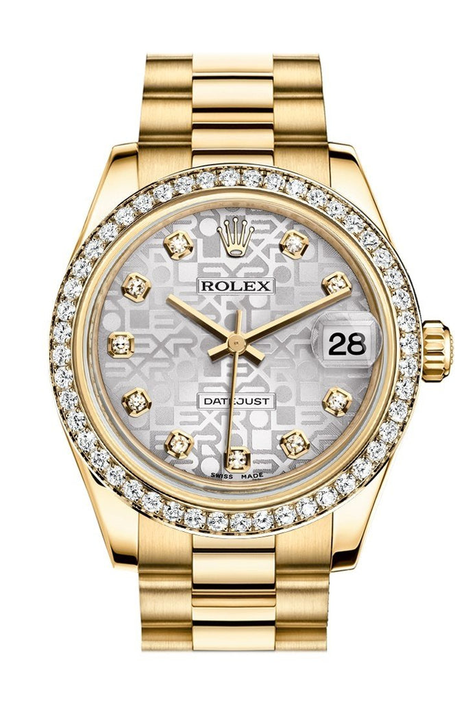 Rolex Datejust 31 Silver Jubilee Diamond Dial Diamond Bezel 18K Yellow Gold President Ladies Watch 178288