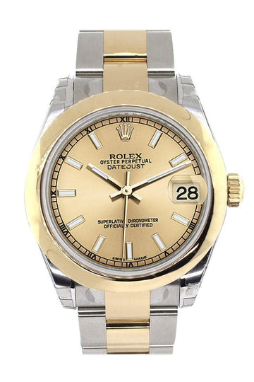 Rolex Datejust 31 Champagne Dial 18K Gold Two Tone Ladies Watch 178243