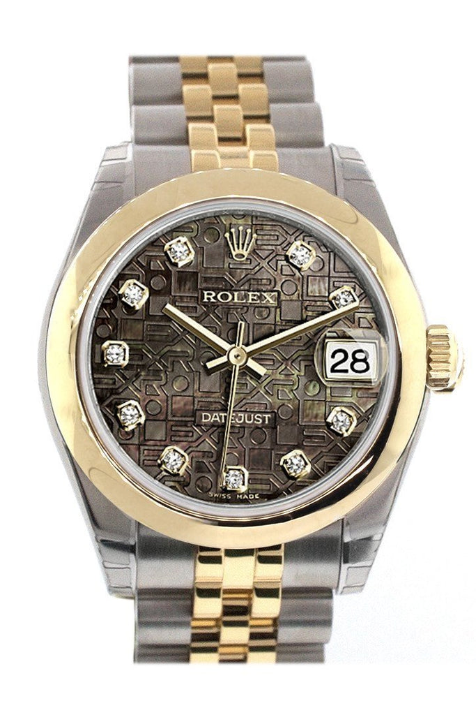 Rolex Datejust 31 Black Mother of Pearl Jubilee Diamonds Dial 18K Gold Two Tone Jubilee Ladies 178243