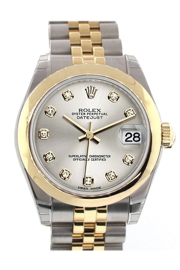 Rolex Datejust 31 Silver Diamond Dial 18K Gold Two Tone Jubilee Ladies 178243