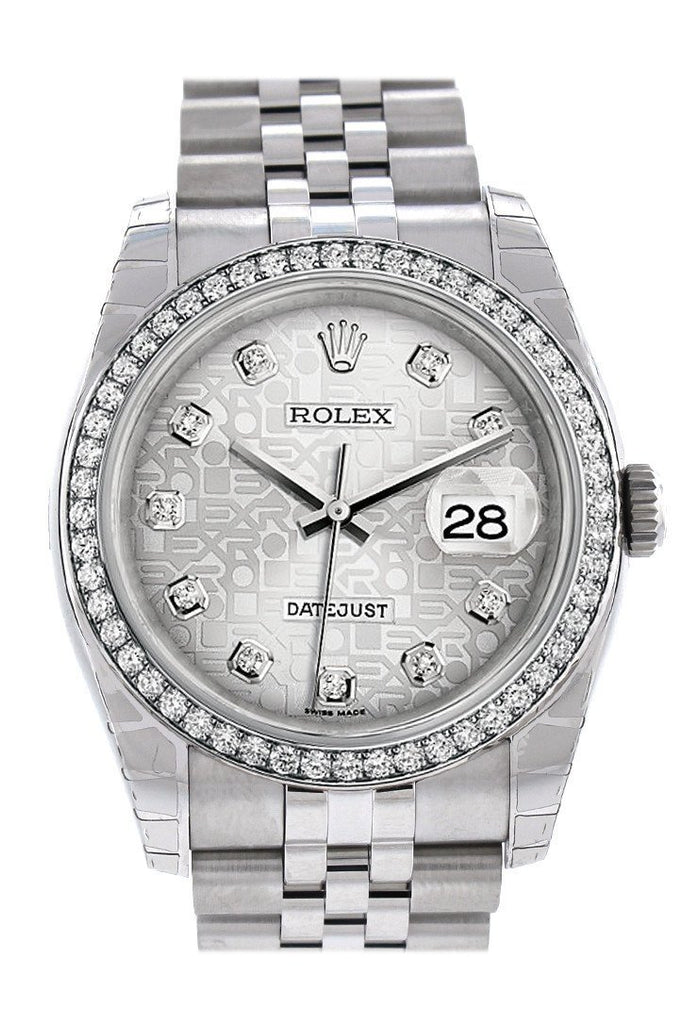 Rolex Datejust 36 Silver Jubilee design set with Diamonds Dial 18k White Gold Diamond Bezel Jubilee Men's Watch 116244