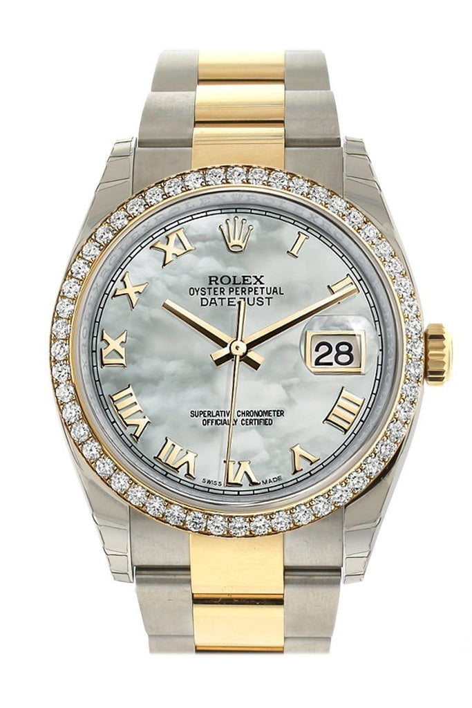 Rolex Datejust 36 White mother-of-pearl Dial 18k White Gold Diamond Bezel Ladies Watch 116243