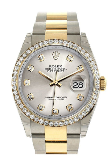 Rolex Datejust 36 Silver set with diamonds Dial 18k White Gold Diamond Bezel Ladies Watch 116243