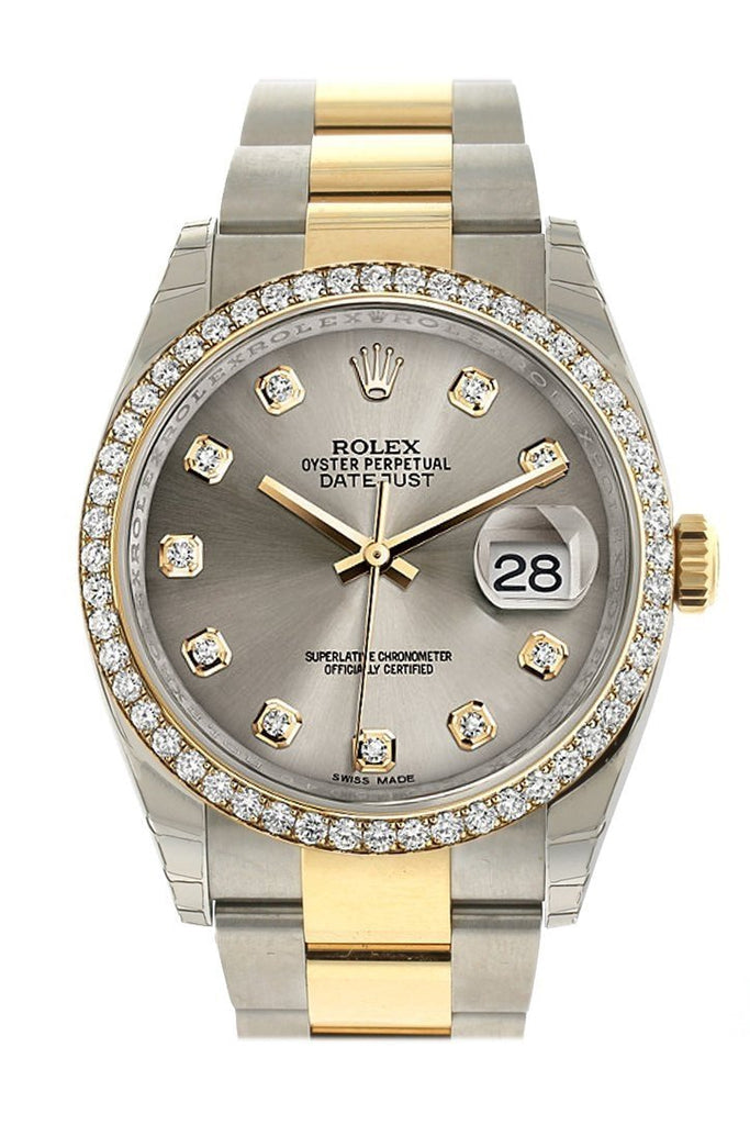 Rolex Datejust 36 Steel set with diamonds Dial 18k White Gold Diamond Bezel Ladies Watch 116243