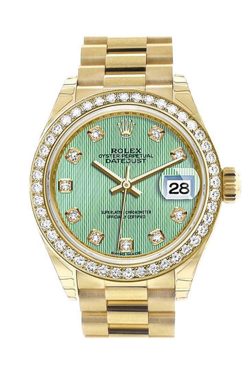 Rolex Datejust 28 Mint Diamond Dial Diamond Bezel President Ladies Watch 279138RBR NP
