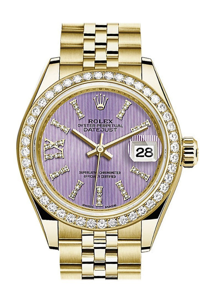 Rolex Datejust 28 Lilac Large Roman Diamonds Dial Diamond Bezel Jubilee Ladies Watch 279138RBR 279138 NP