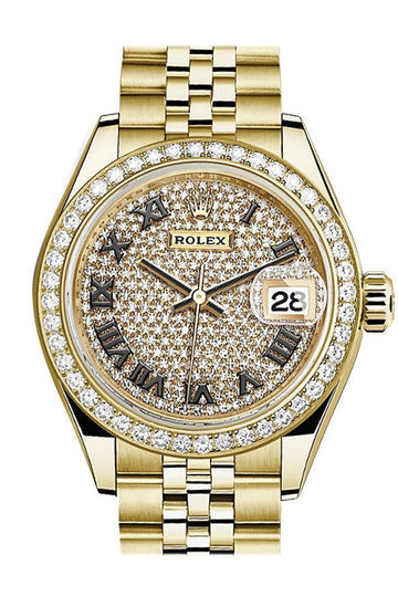 Rolex Datejust 28 Diamond Paved Dial Diamond Bezel Jubilee Ladies Watch 279138RBR 279138 NP
