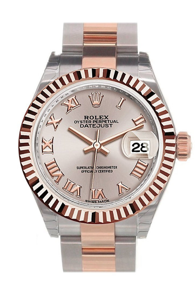 Rolex Datejust 28 Sundust Roman Dial Fluted Bezel Oyster Ladies Watch 279171 NP