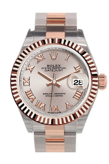 Rolex Datejust 28 Sundust Roman Dial Fluted Bezel Oyster Ladies Watch 279171 NP