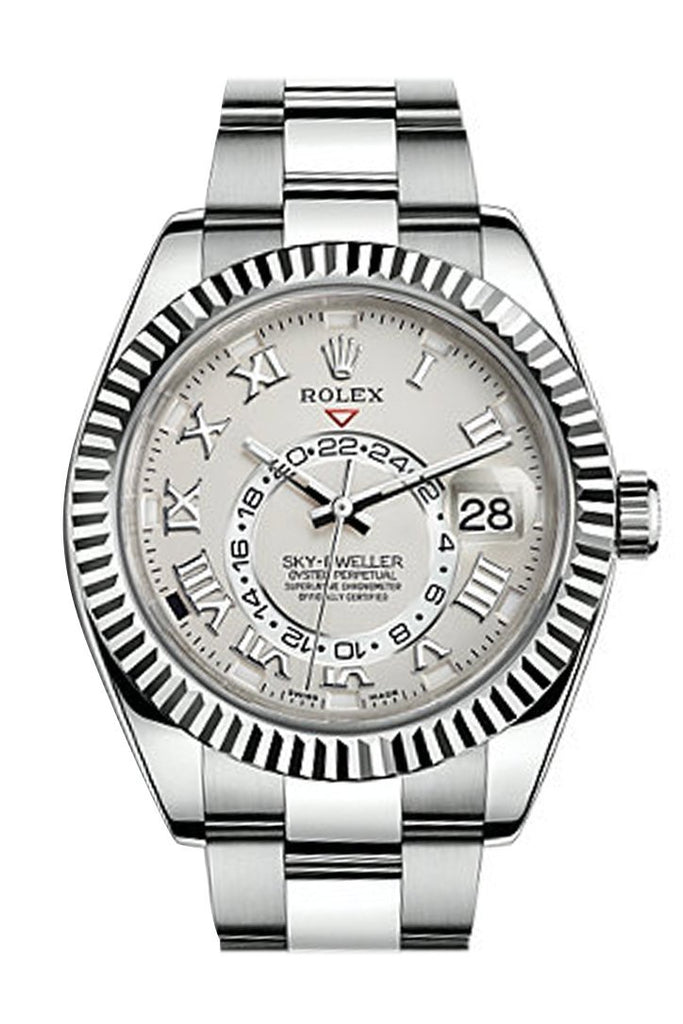 Rolex Sky Dweller White Dial 18K White Gold Bezel White Gold Oyster Men's Watch 326939